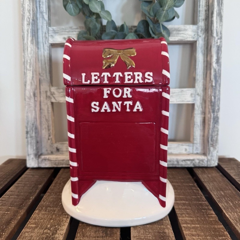 Magenta "Letters For Santa" Retro Mail Box Cookie W/Gold Bow